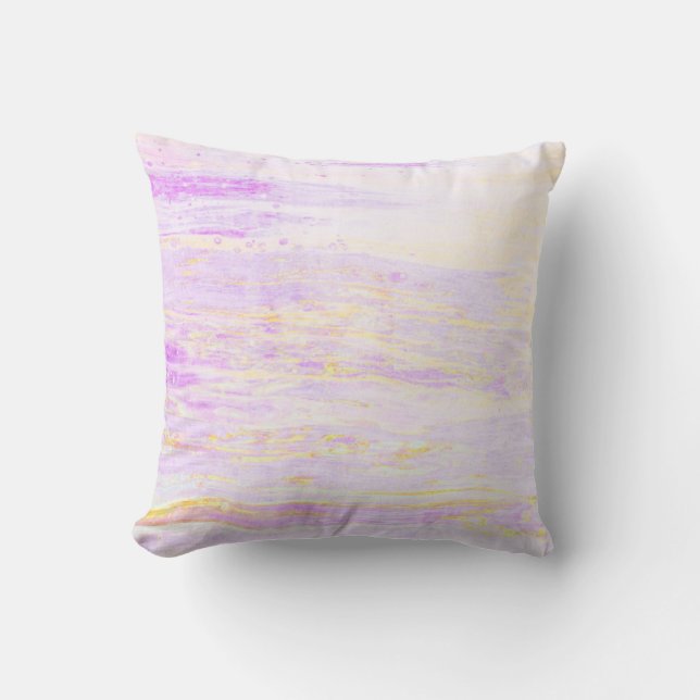 *~* Pastell Abstrakt Lavendel Gelbe Pinselstriche Kissen (Vorderseite)