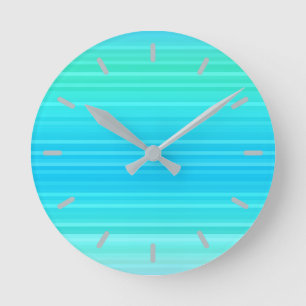 Pastell Abstrakt Türkis Blaue Streifen Runde Wanduhr