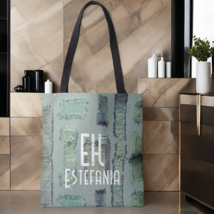 Pastell abstrakte Salbei Oliven Monogramm modern Tasche
