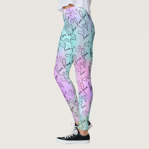 Pastell-Abstrakte und Liebes-Hand-Lettering-Herzen Leggings