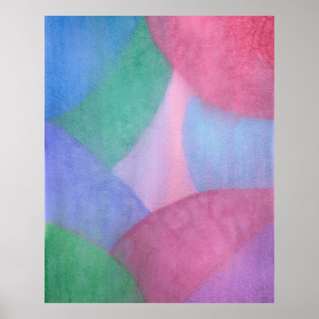 Pastell Abstrakte Wasserfarbe mit überlappenden Fo Poster (Vorne)