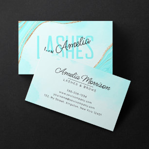 Pastell Aqua Gold Glitter Achat Wimpern Augenbraue Visitenkarte