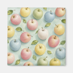 Pastell-Aquarell-Apfel-Frucht-Botanisches Muster Magnet