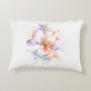 Pastell-Aquarell-Blume mit goldenen Akzenten Kunst Dekokissen