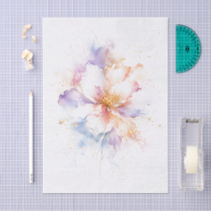 Pastell-Aquarell-Blume mit goldenen Akzenten Kunst Seidenpapier