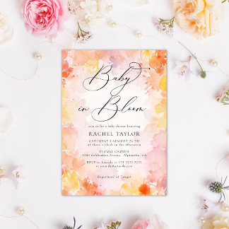 Pastell-Aquarell-Blumen-Baby-in-Bloom-Baby-Party Einladung