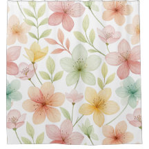 "Pastell-Aquarell-Blumen-Duschvorhang – Sanfte Bl