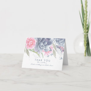Pastell-Aquarell-Blumen Elegante Hochzeits-Dankesk Dankeskarte