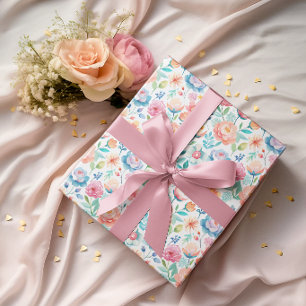 Pastell-Aquarell-Blumen Feminine Botanische Must Geschenkpapier