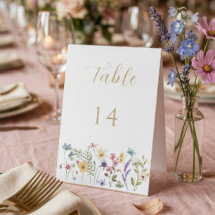 Pastell-Aquarell-Blumen-Hochzeit-Tischnummer Tischaufsteller