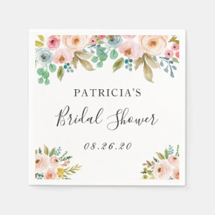 Pastell-Aquarell-Blumen-Hochzeitsdusche-Servietten Serviette