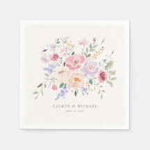 Pastell-Aquarell-Blumen-Hochzeitsservietten