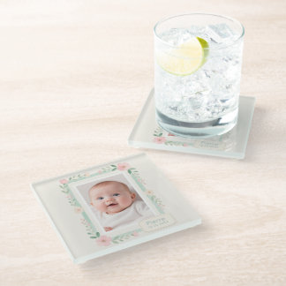 Pastell-Aquarell-Blumen-Leerer Bilderrahmen Glasuntersetzer