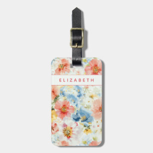 Pastell-Aquarell-Blumen-Reisepersonalausweis Gepäckanhänger