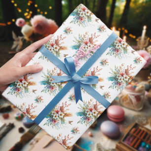 Pastell-Aquarell-Blumenkreuz-Ostern Geschenkpapier