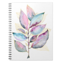 Pastell-Aquarell-Botanik-Blätter-Spiralblock