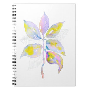 Pastell-Aquarell-Botanische Blätter-Illustration Notizblock