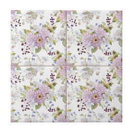Pastell-Aquarell-Botanische-Wildblumen-Keramik Fliese