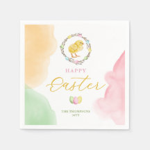 Pastell-Aquarell-Gelbes Baby-Küken Frohe Ostern