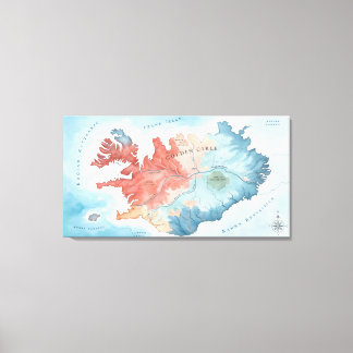 Pastell-Aquarell-Karte von Islands Golden Circle Leinwanddruck