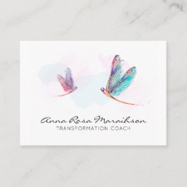 *~* Pastell Aquarell Pink Blue Dragonfly Business Visitenkarte