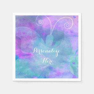 Pastell-Aquarell-Schmetterling Personalisierte Par Serviette
