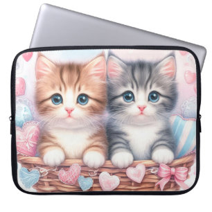 PASTELL AQUARELL SÜß VALENTINS KÄTZCHEN LAPTOPSCHUTZHÜLLE
