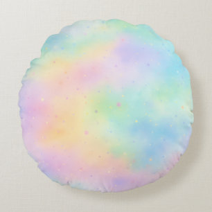 Pastell-Aquarell-Traum – Sanfter Regenbogenverlauf Rundes Kissen