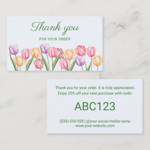 Pastell-Aquarell-Tulpen Danke für Ihre Bestellung Visitenkarte
