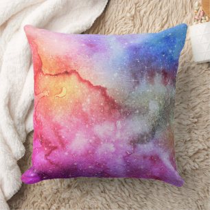 Pastell-Aquarell- und Galaxie-Nebel-Abstraktmuster Kissen