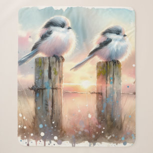 Pastell-Aquarell-Vögel Zaunpfosten Sonnenuntergang Sherpadecke