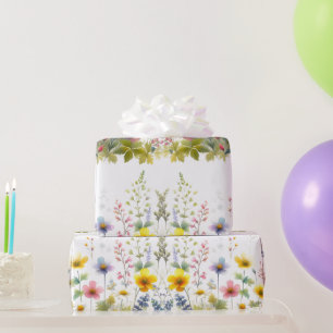 Pastell-Aquarell-Wildblumen-Blumen-Geschenkpapier Geschenkpapier