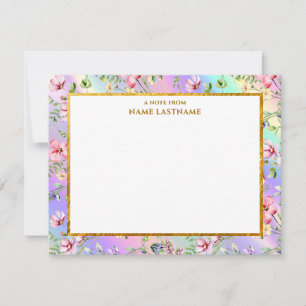 Pastell-Aquarell-Wildblumen-Schreibwaren mit Gold Mitteilungskarte