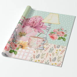 Pastell-Aquarellhintergrund Botanischer Geburtstag Geschenkpapier