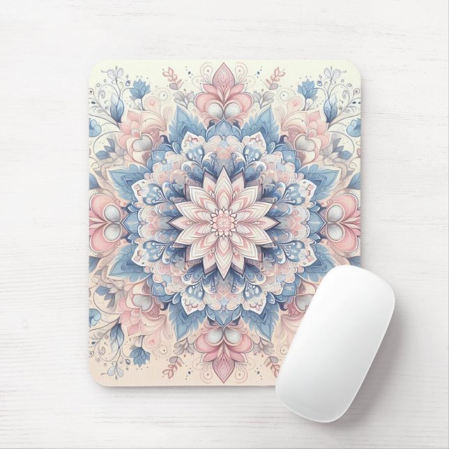 Pastell Arabesken-Mandala-Kunst Mousepad (Mit Mouse)