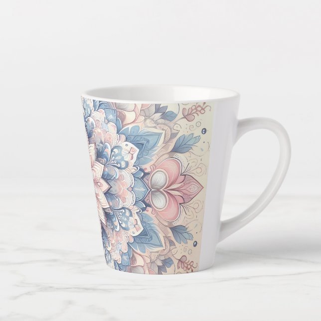 Pastell Arabesque-Mandala-Art Latte-Mug  Milchtasse (Rechts)