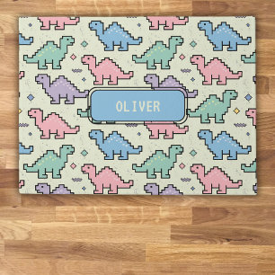 Pastell-Arcade-Dinosaur-Pixel-Silhouetten-Muster Fußmatte