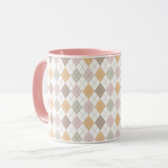Pastell Argyle Muster Tasse (Vorderseite Links)