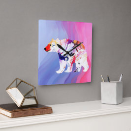 Pastell-arktischer Explorer in Wasserfarbe Quadratische Wanduhr