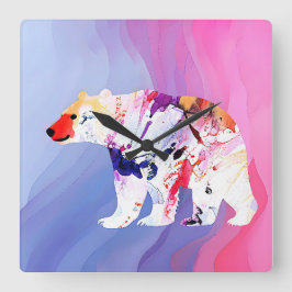 Pastell-arktischer Explorer in Wasserfarbe Quadratische Wanduhr