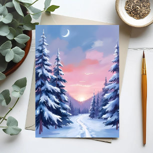Pastell-Awinteruntergang Naturmalerei Aquarell Postkarte