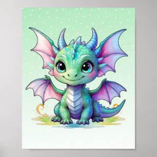 Pastell-Babydrachen-Druck Poster