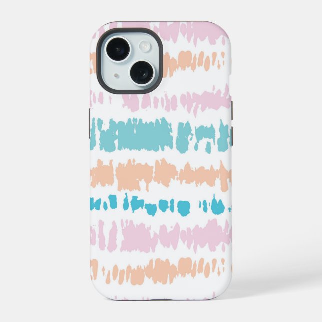Pastell-Batikmuster iPhone 15 Hülle (Rückseite)