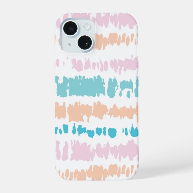 Pastell-Batikmuster iPhone 15 Hülle (Rückseite)
