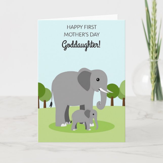 Pastell Bäume Elefant Karte (Vorderseite)