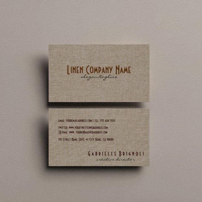 Pastell Beige natürliche Linen Burlap Fabric Look Visitenkarte (Von Creator hochgeladen)