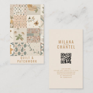 Pastell-Beige-Quilt-Patchwork-Handmade-Kleidung Visitenkarte