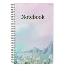 Pastell-Berg-Blumen-Deluxe-Spiral-Notizbuch
