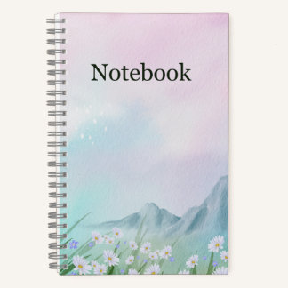 Pastell-Berg-Blumen-Deluxe-Spiral-Notizbuch Notizbuch