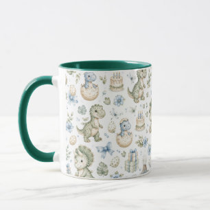 Pastell Blau Grün Aquarell Dinosaurier Geburtstag  Tasse
